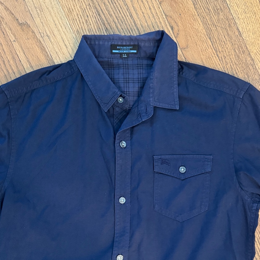 Burberry London Blue Label Men's Navy Blue Short Sleeve Shirt Size: LL  Japan - Picture 2 of 13